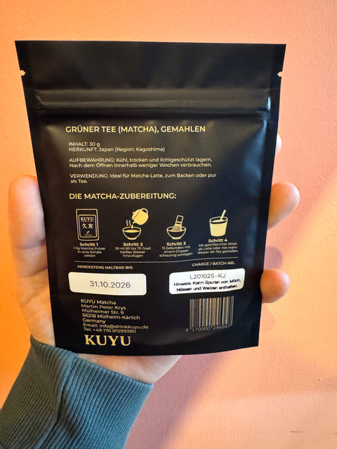 KUYU Matcha – Ceremonial Grade aus Japan, 30g | Premium Grüner Tee Pulver aus Kagoshima | Frisch vermahlen für Matcha Latte, Koicha & Usucha | Hochwertiger japanischer Tee