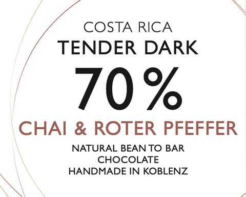 70% Tender Dark | Zartbitter Schokolade mit Chai & rotem Pfeffer