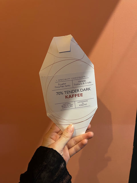 70% Ecuador mit Arabica-Kaffee | Zartbitterschokolade mit Kaffeebohnen vermahlen